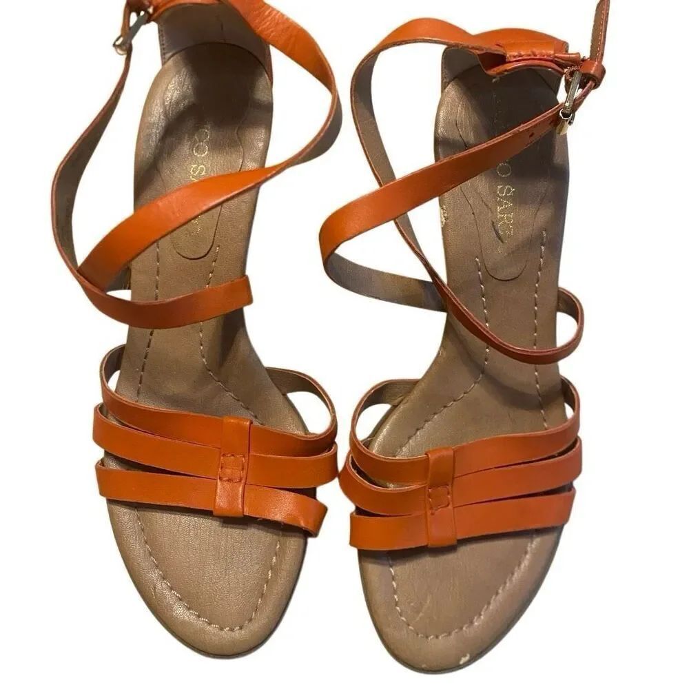 Franco Sarto size 8 leather upper orange sandal strappy heels